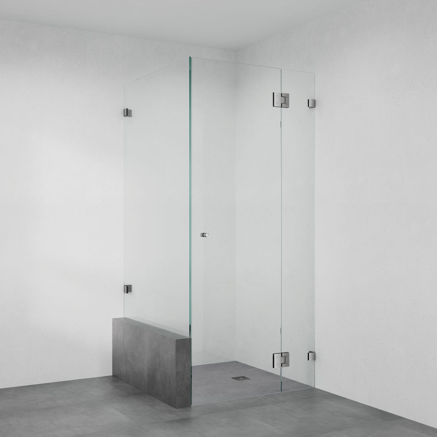 Frameless 902R Shower Screen with Hob Return