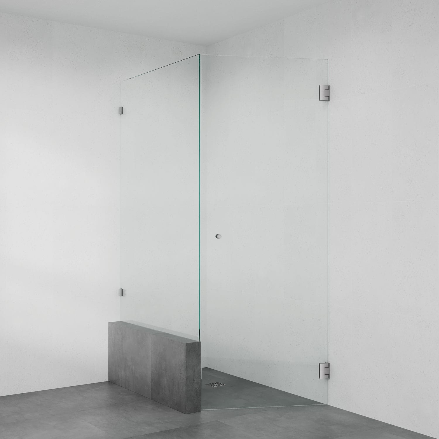 Frameless 904B Splayed Shower Screen on Hob