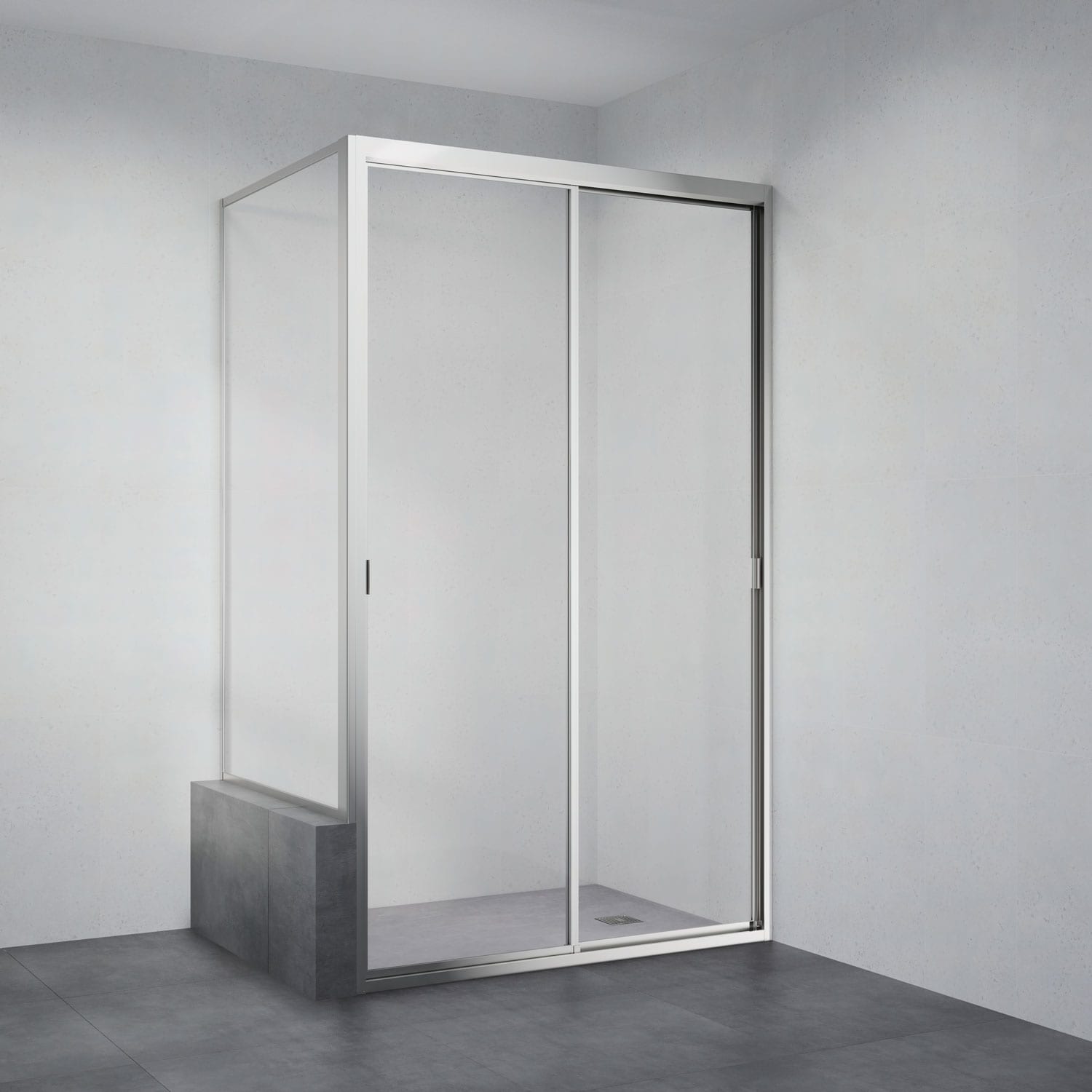 Rollo 205R Sliding Shower Screen 2 Wide Doors with Return on Hob