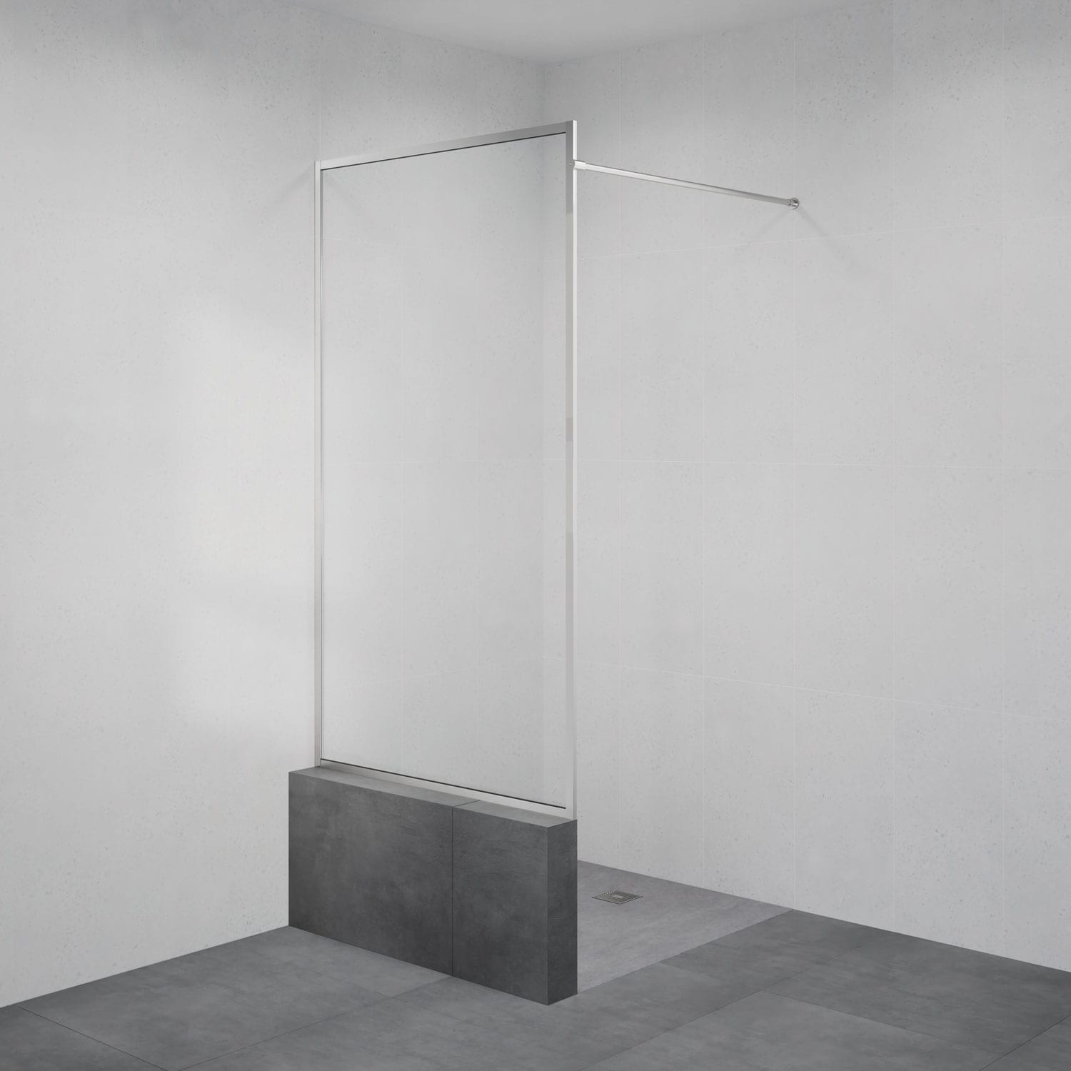 Rollo 211 Fixed Shower Screen on Hob with Curtain Rod